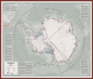 Huge Executive Antarctica Wall Map Political (Pinboard & framed - Dark Oak)