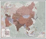 Large Executive Asia Wall Map Political (Rolled Canvas with Hanging Bars)