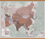 Large Executive Asia Wall Map Political (Rolled Canvas with Wooden Hanging Bars)