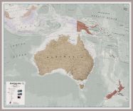 Large Executive Australasia Wall Map Political (Pinboard & framed - Silver)