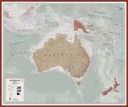 Huge Executive Australasia Wall Map Political (Pinboard & framed - Dark Oak)