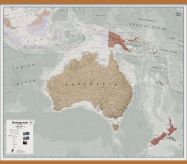 Large Executive Australasia Wall Map Political (Rolled Canvas with Wooden Hanging Bars)