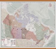 Huge Executive Canada Wall Map (Wooden hanging bars)