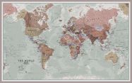 Large Executive World Wall Map Political (Pinboard & framed - Silver)