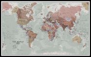 Large Executive World Wall Map Political (Pinboard & framed - Black)