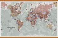 Large Executive World Wall Map Political (Rolled Canvas with Wooden Hanging Bars)