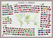 Flags of the World poster (Pinboard & framed - Silver)