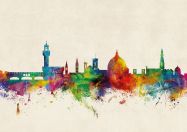 Large Florence Watercolour Skyline (Rolled Canvas - No Frame)