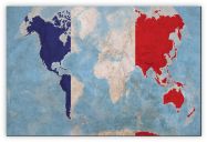 Medium France Flag Map of the World (Canvas)