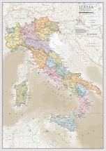 Small Italy Classic Wall Map (Wooden hanging bars)