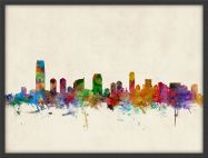 Small Jersey City New Jersey Watercolour Skyline (Pinboard & wood frame - Black)
