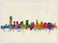 Large Jersey City New Jersey Watercolour Skyline (Pinboard & wood frame - White)