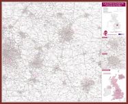 Leicester and Coventry Postcode Sector Map (Pinboard & framed - Dark Oak)