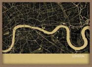 A3 London City Street Map Print Straw (Wood Frame - Oak Style)