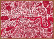 Large London Street Art Map (Wood Frame - Teak)