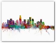 Medium Los Angeles City Watercolour Skyline (Canvas)