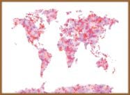Large Love Hearts Map of the World (Pinboard & wood frame - Teak)
