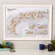 Scratch Off Alpine Climbs Print (Pinboard & wood frame - White)