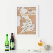 Scratch Off UK Breweries Print (Pinboard & wood frame - White)