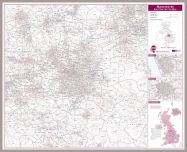 Manchester Postcode Sector Map (Pinboard & framed - Silver)