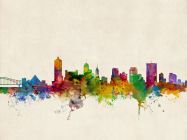 Huge Memphis Tennessee Watercolour Skyline (Rolled Canvas - No Frame)