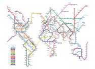 Huge Metro Subway Map of the World  (Rolled Canvas - No Frame)