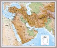Medium Middle East Wall Map Physical (Pinboard & framed - Silver)