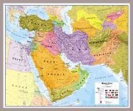 Medium Middle East Wall Map Political (Pinboard & framed - Silver)