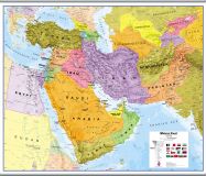 Large Middle East Wall Map Political (Rolled Canvas with Hanging Bars)