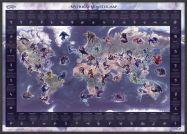 Large Mythical Monster World Map (Pinboard & wood frame - Black)