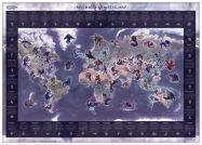 Large Mythical Monster World Map (Pinboard & wood frame - White)