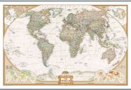 National Geographic World Executive Map (Rolled Canvas with Hanging Bars)