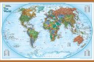National Geographic World Explorer Map (Rolled Canvas with Wooden Hanging Bars)