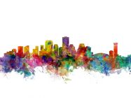 Large New Orleans Louisiana Watercolour Skyline (Rolled Canvas - No Frame)