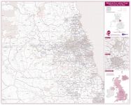 Newcastle upon Tyne, Sunderland and Durham Postcode Sector Map (Laminated)