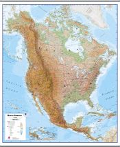Huge North America Wall Map Physical (Hanging bars)