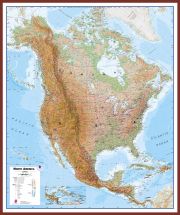 Huge North America Wall Map Physical (Pinboard & framed - Dark Oak)