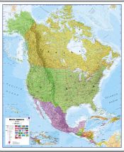 Large North America Wall Map Political (Hanging bars)