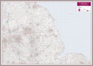 Northern England and the Midlands Postcode District Map (Pinboard & framed - Silver)