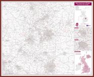 Nottingham and Derby Postcode Sector Map (Pinboard & framed - Dark Oak)