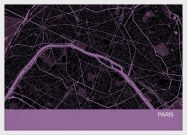A3 Paris City Street Map Print Mauve (Wood Frame - White)