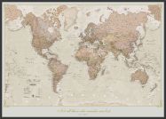 Large Personalised Antique World Map (Wood Frame - Black)