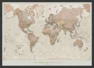 Medium Personalised Antique World Map (Wood Frame - Black)