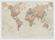 Medium Personalised Antique World Map (Wood Frame - White)