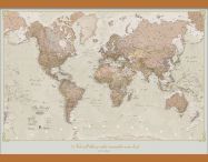 Medium Personalised Antique World Map (Wooden hanging bars)
