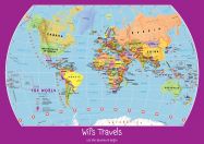 Large Personalised Child's World Map (Rolled Canvas - No Frame)