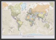 Medium Personalised Classic World Map (Wood Frame - Black)