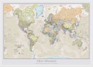 Medium Personalised Classic World Map (Wood Frame - White)