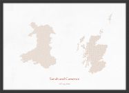 A3 Personalised Country Name Text Map Print - Burnt Orange (Wood Frame - Black)