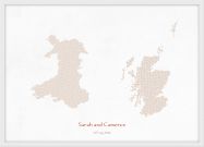 Small Personalised Country Name Text Map Print - Burnt Orange (Wood Frame - White)